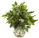 Mixed Ficus, Fittonia and Berries Artificial Plant in Floral Vase