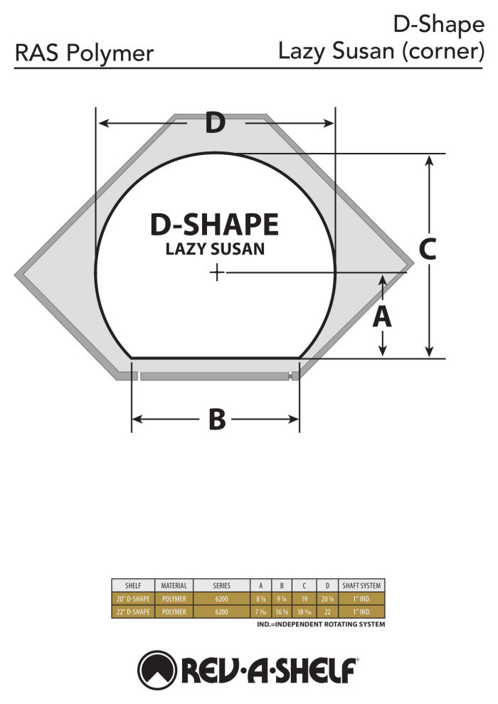 Polymer D-Shape 2-Shelf Lazy Susans for Corner Wall Cabinets, White, 22"W