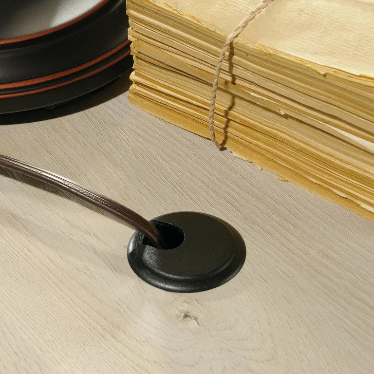 Cottage Desk, Drawers With Grooved Pulls & Metal Pull Handles, Chalked Chestnut