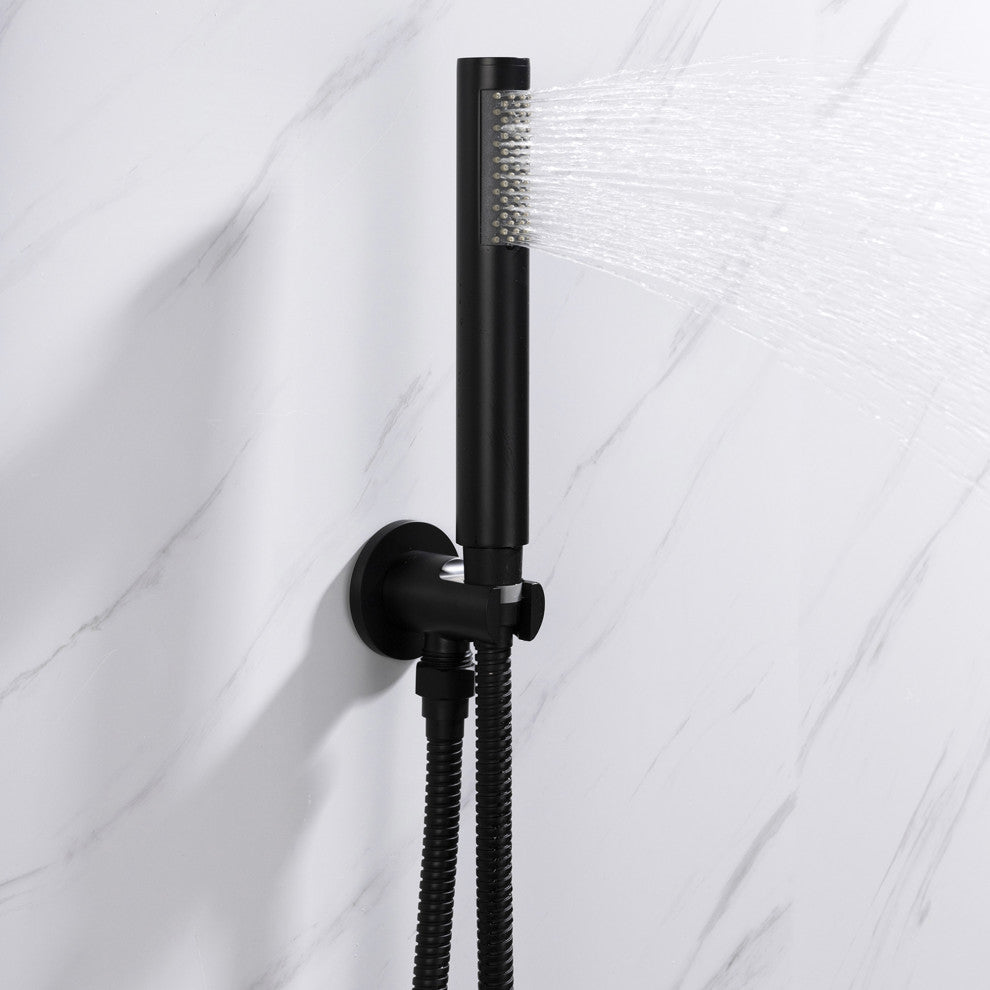Salamonio Set 8" Matte Black Round Rain Shower and Handheld