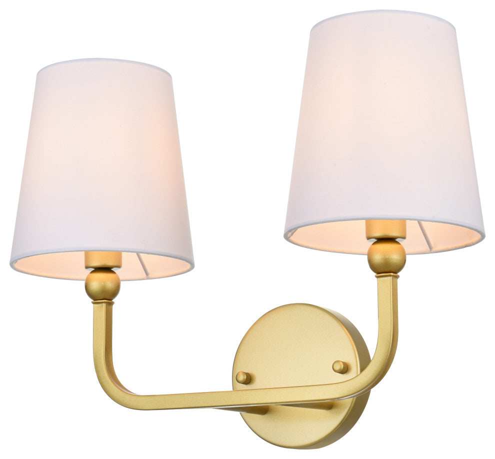 2 Light Brass And Clear Bath Sconce