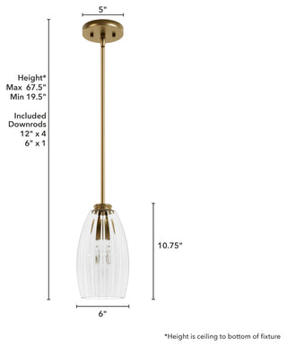 Rossmoor Luxe Gold With Clear Glass 1 Light Pendant