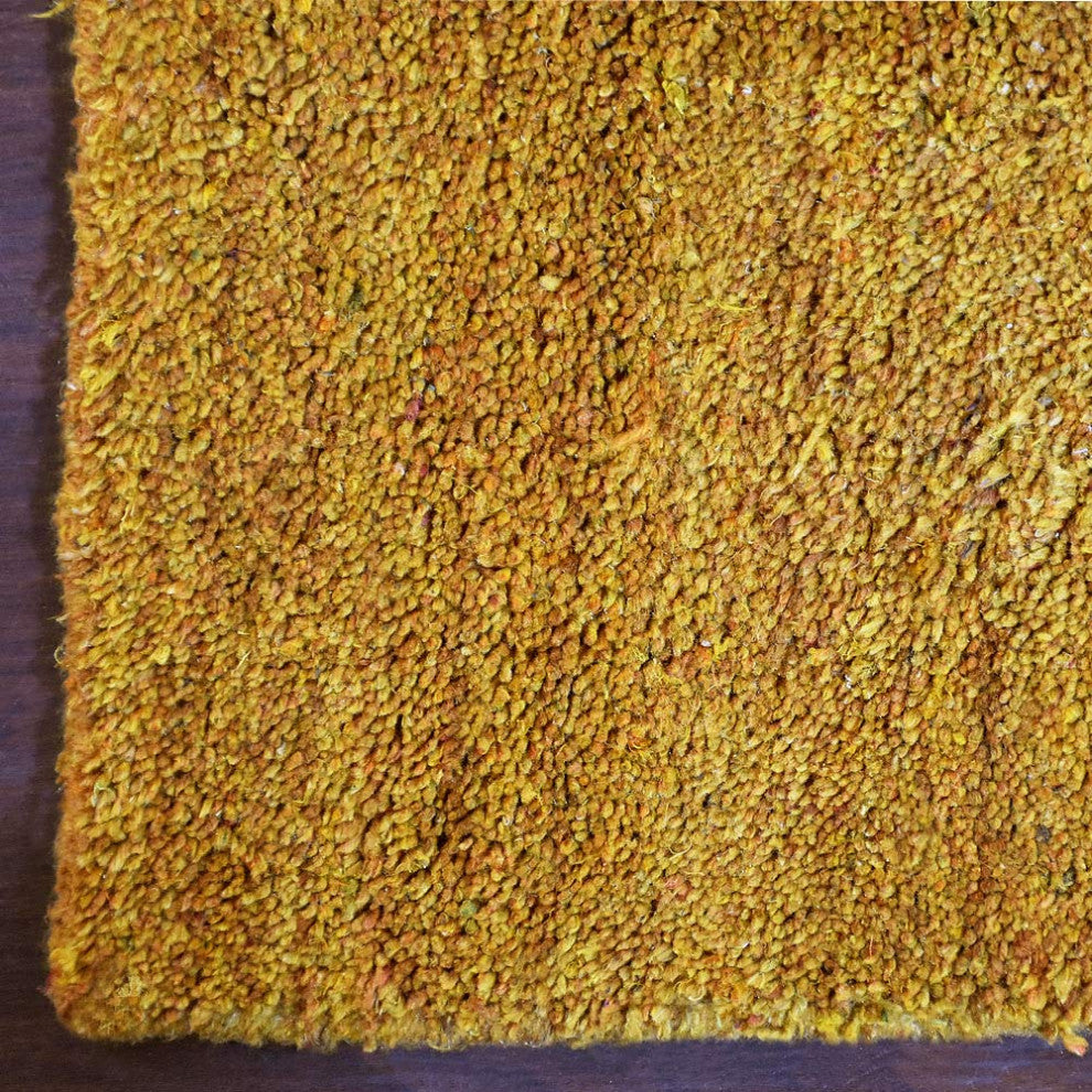 Hand Knotted Loom Silk Mix Area Rug Contemporary Gold