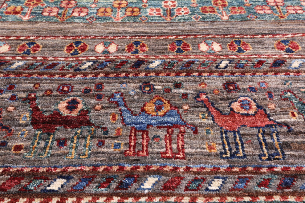 Tribal Persian Gabbeh Hand Knotted Rug 6' 11" X 9' 9" Q10446