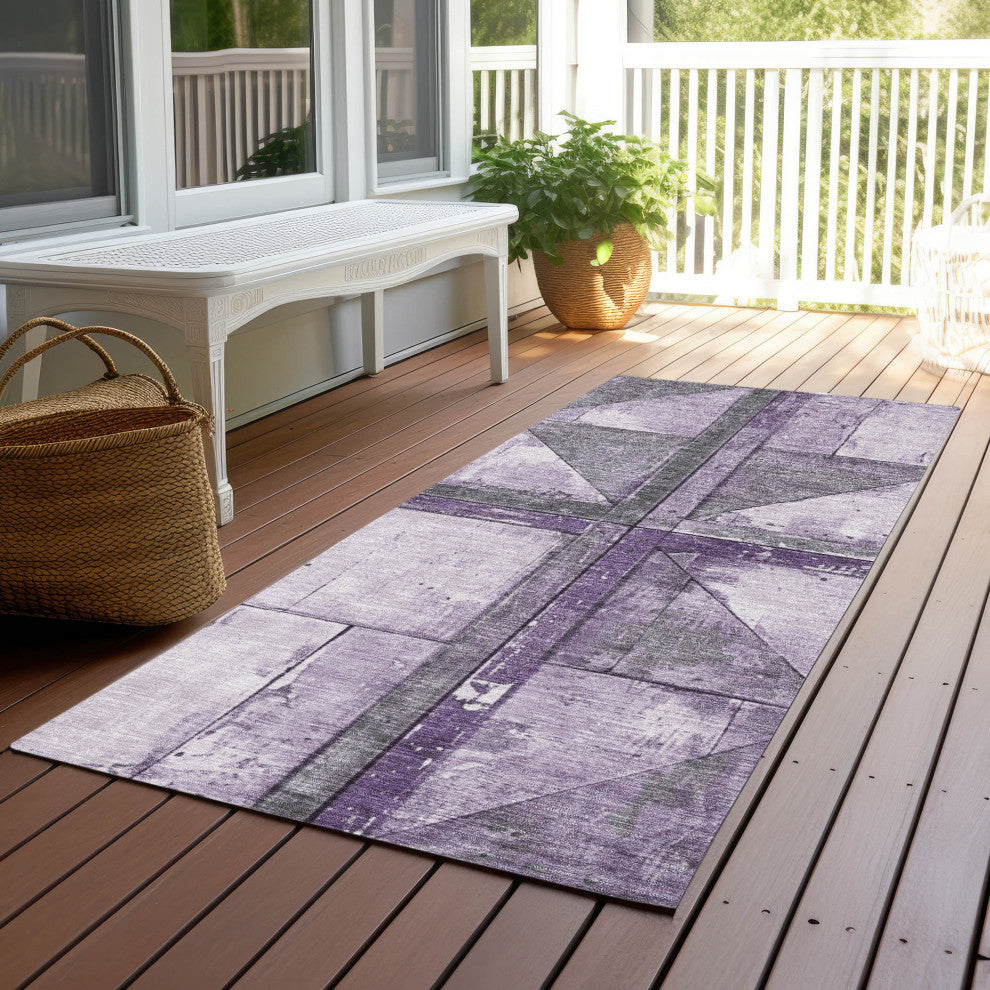 Machine Washable Indoor/Outdoor Chantille ACN1876 Purple 2'3" x 7'6" Runner Rug