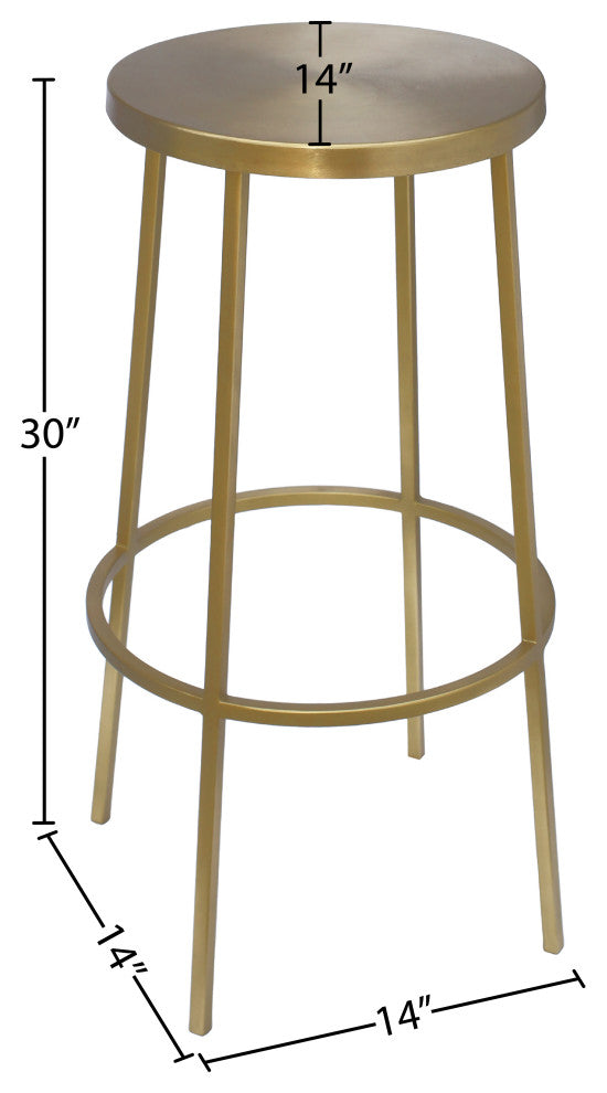 Tyson Contemporary Durable Iron Stool, Brushed Gold, Bar Height