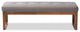 Caramay Fabric Walnut Brown Wood Bench, Gray