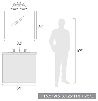 Golden Lighting 7312-BA2 Bartlett 2 Light 17\"W Bathroom Vanity - Black Patina