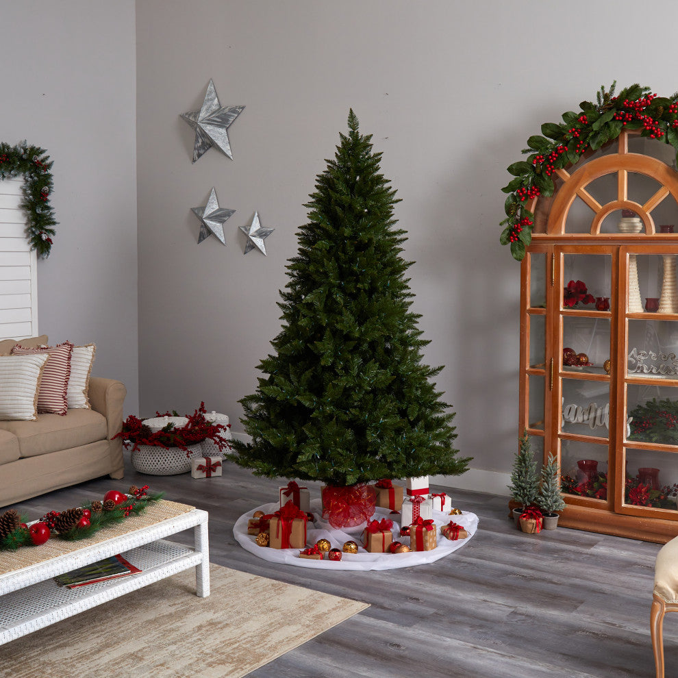 7.5' Vermont Spruce Faux Xmas Tree W/650 Color Changing  &1336 Bendable Branches