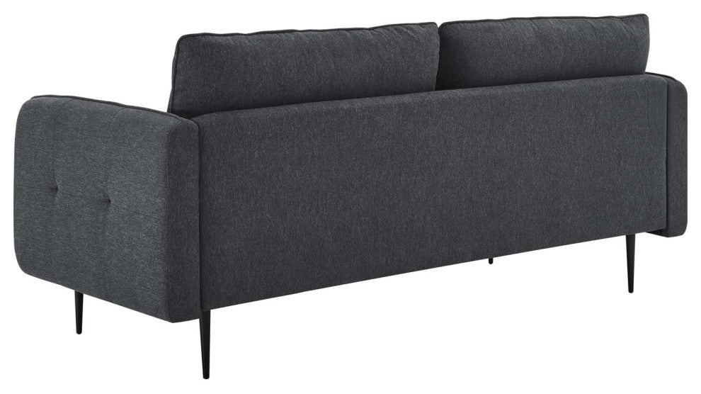 Tufted Sofa, Fabric, Dark Gray, Modern, Living Lounge Hotel Hospitality