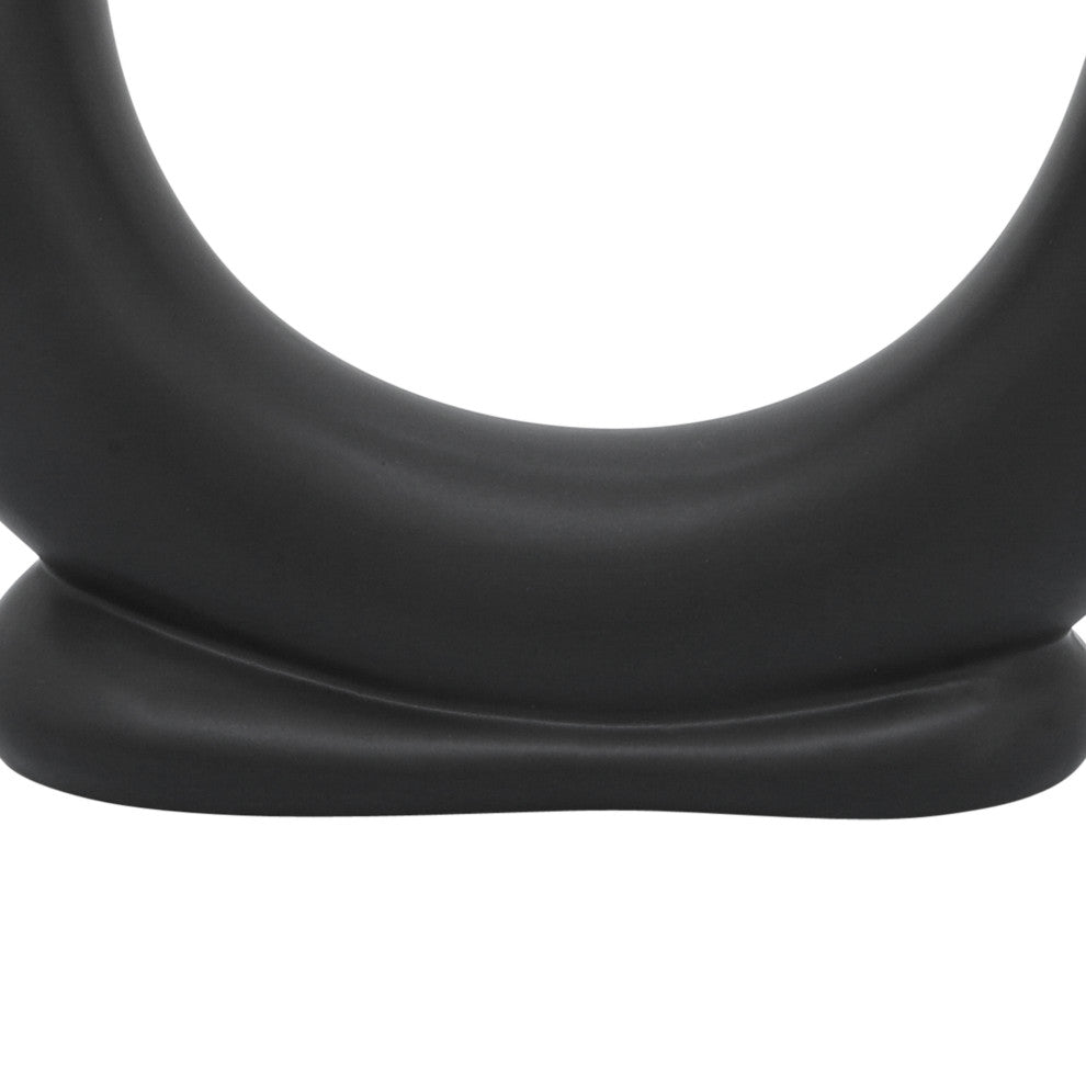 Ceramic 8"H U-Shaped Vase With Base, Black