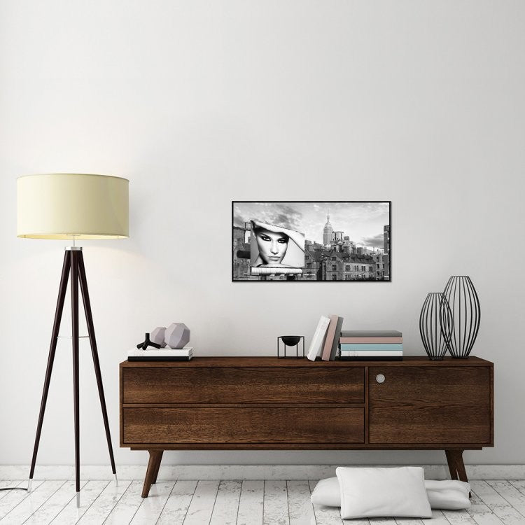 "A Billboard in Manhattan" Framed Canvas Giclee by Lauren, 37x19"