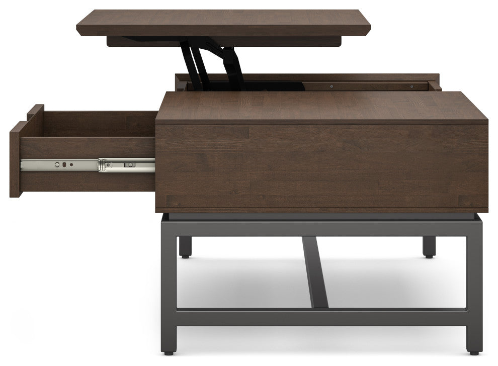 Banting Solid Hardwood Lift Top Coffee Table, Walnut Brown