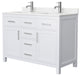 48"DBL Bathroom Vanity White, Carrara Cult.Marble Countertop, Sinks, Nickel Trim