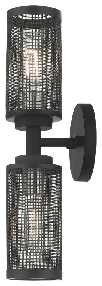 Livex Lighting Industro 2 Light Black With Brushed Nickel Accents Double Sconce