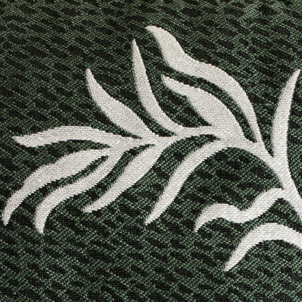 Frangipani Green 18" x 18" x 18" Green and Ivory Pouf