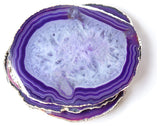 Purple Agate Coasters (Set of 4), Silver