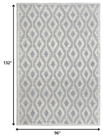 8"x11" Ivory Gray Diamond Trellis Modern Area Rug