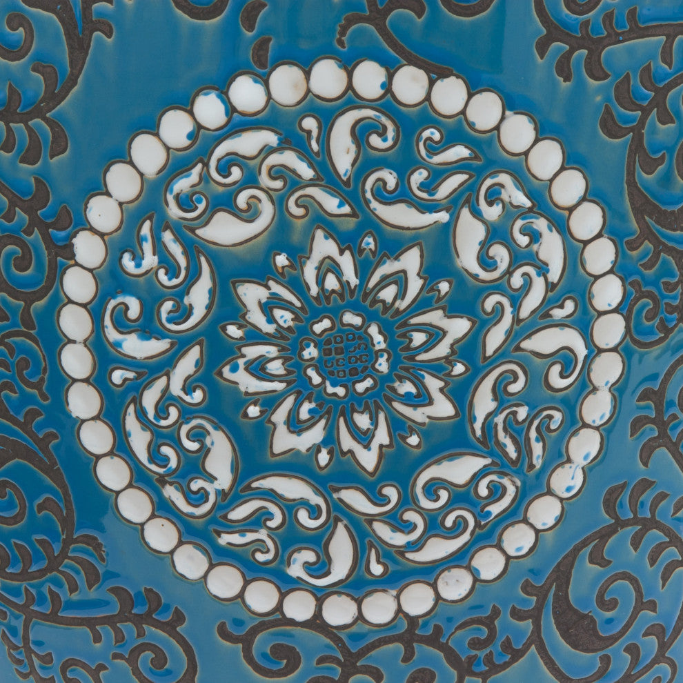 18" Blue Medallion Porcelain Garden Stool