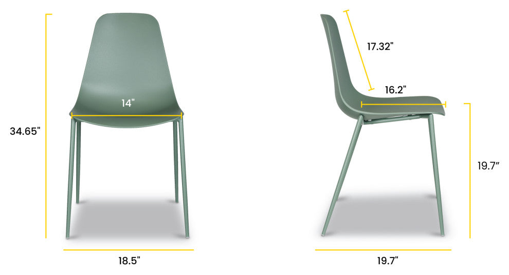 Poly and Bark Isla Chair, Pistachio Green, Set of 4