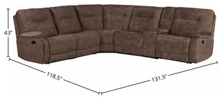 Parker Living Cooper 6 Piece Modular Manual Reclining Sectional, Shadow Brown