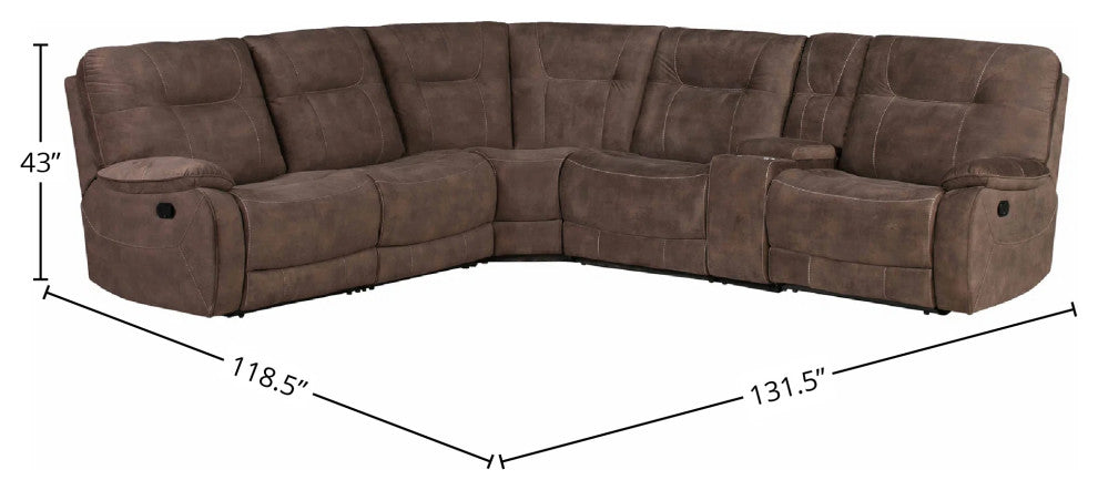 Parker Living Cooper 6 Piece Modular Manual Reclining Sectional, Shadow Brown
