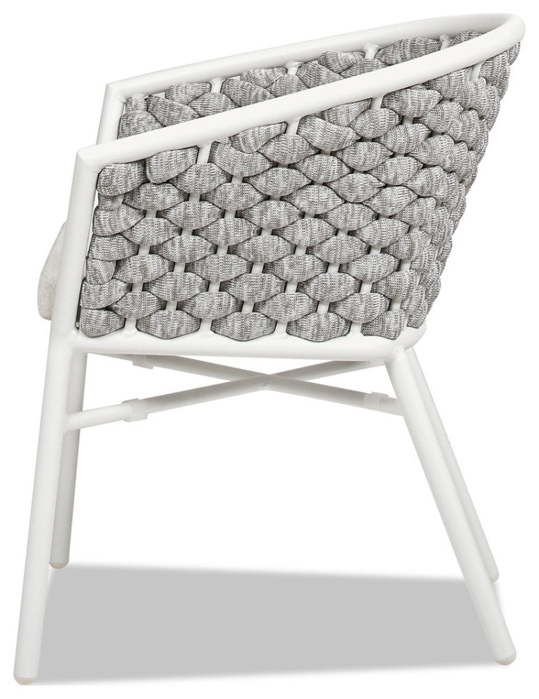 Rowan 24" Weaving Rope Outdoor Patio Dining Chairs, Set of 2, Optic White Acrylic