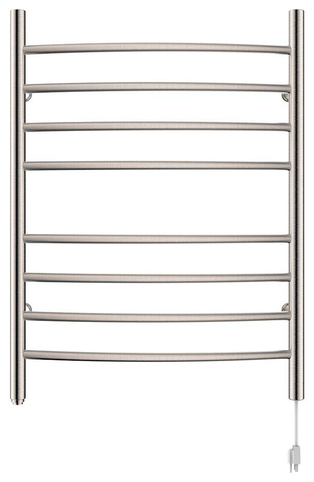 Heatgene Wall Mounted 8 Bar Plug-in Curved Towel Warmer Towel Rack, Brush Polish