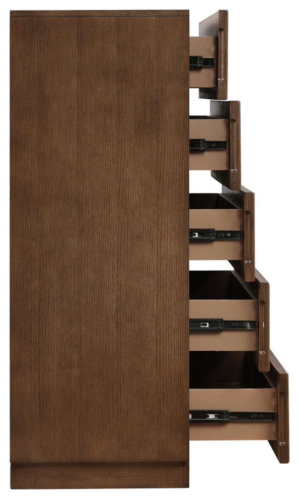 Weave Oak Veneer Chest, Brown