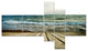 Wooden Pier in Waving Sea, Seascape Canvas Art Print, 60"x32", 5 panels
