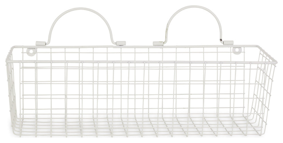 Assorted Antique White Wire Wall Basket (Set of 2)