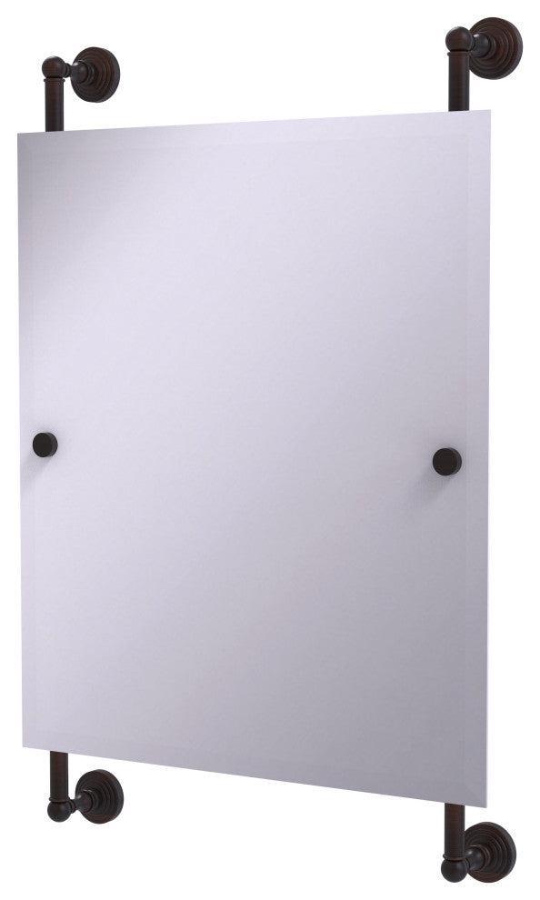 Waverly Place Rectangular Frameless Rail Mounted Mirror, Venetian Bronze