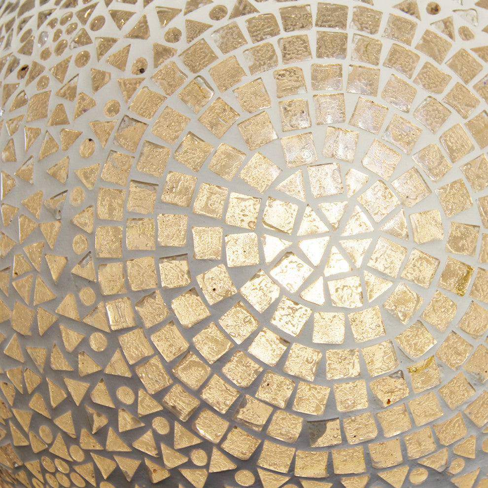 White Mosaic Globe Lantern, Large
