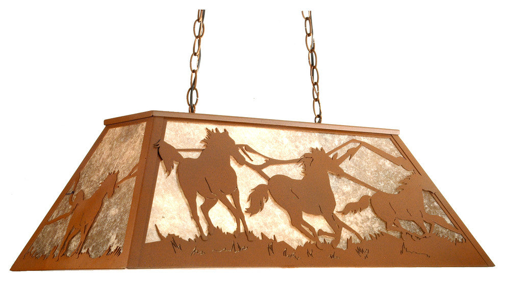 33 Long Running Horses Oblong Pendant