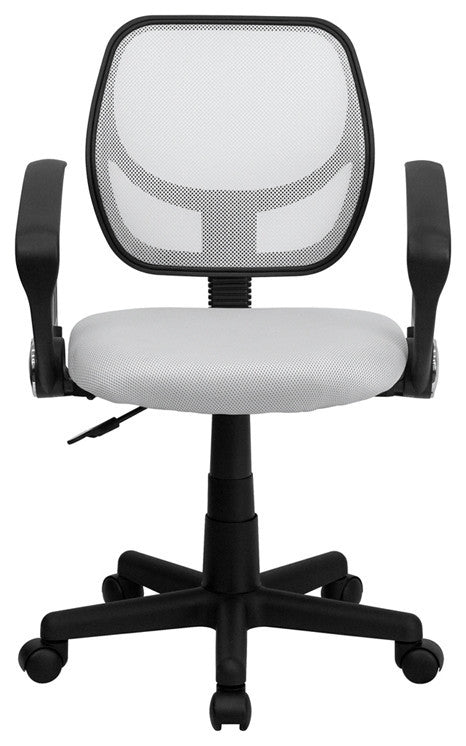Mid-Back White Mesh Swivel Task Chair With Arms