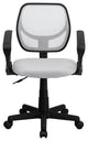 Mid-Back White Mesh Swivel Task Chair With Arms