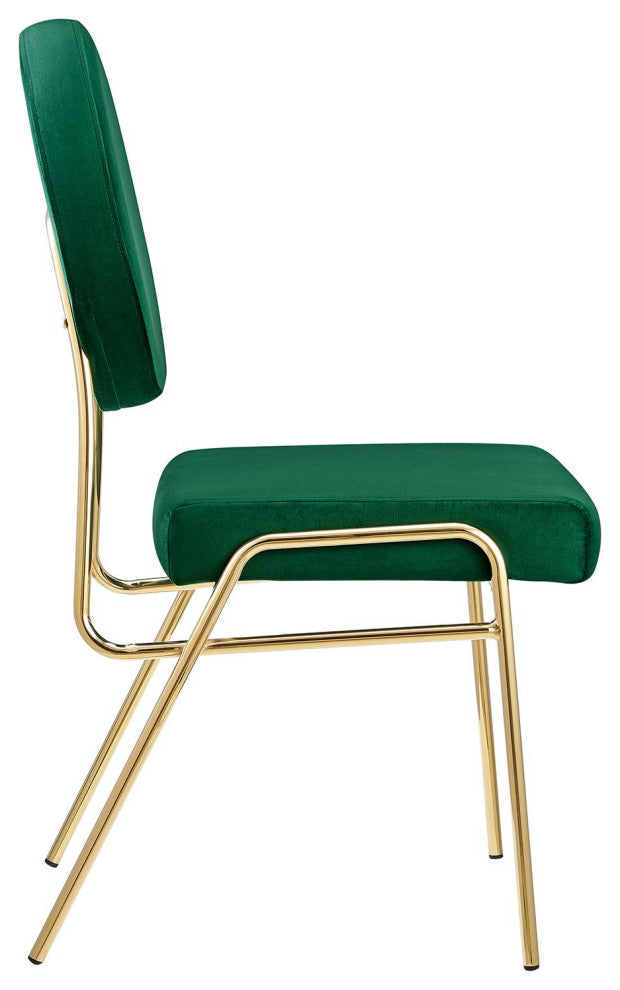 Craft Performance Velvet Dining Side Chair, Gold Green