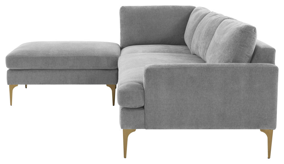 Serena Gray Velvet Left Arm Facing Chaise Sectional