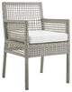 Aura Outdoor Patio Wicker Rattan Dining Armchair Gray White