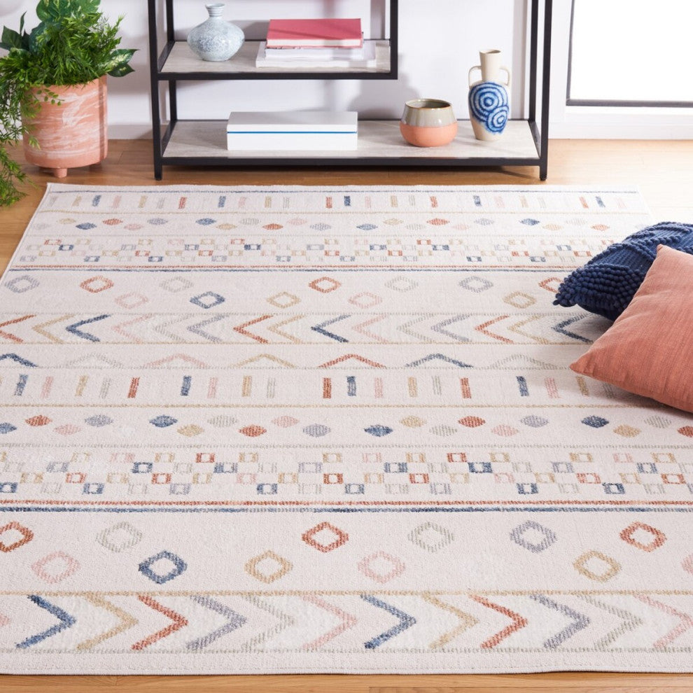 Safavieh Blair Machine-Washable Collection BLR226 Rug, Beige/Multi, 4'x6'