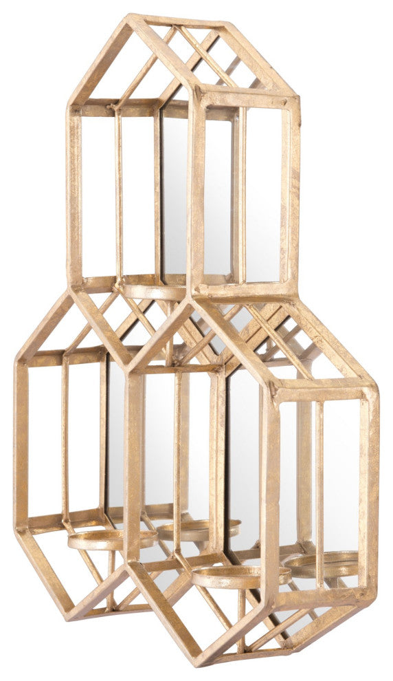 Frame Wall Mirror, Glass, Steel Metal, Gold, Bedroom Living