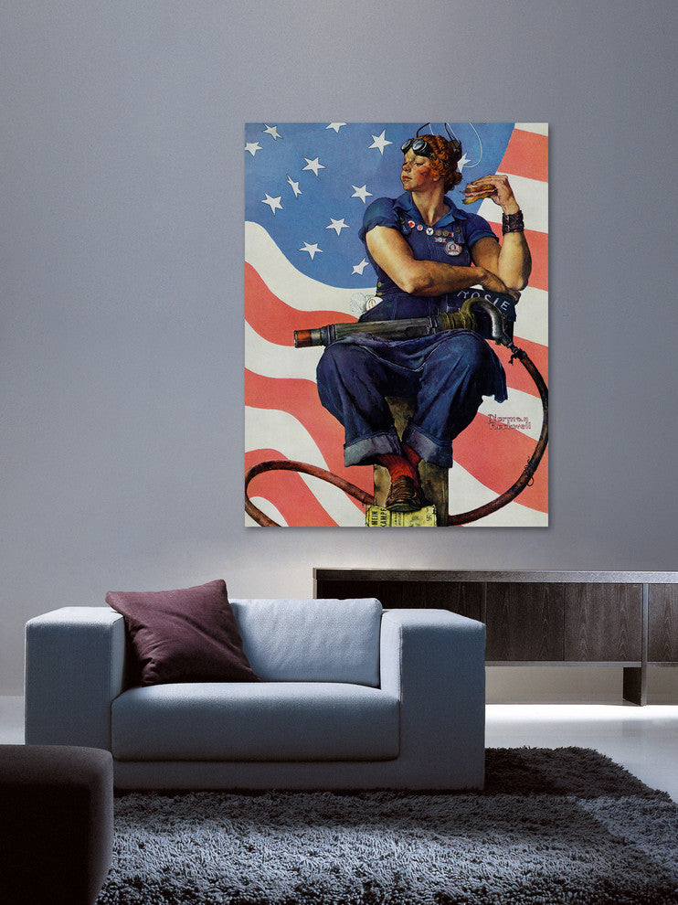 "Rosie the Riveter" Painting Print on Canvas by Norman Rockwell