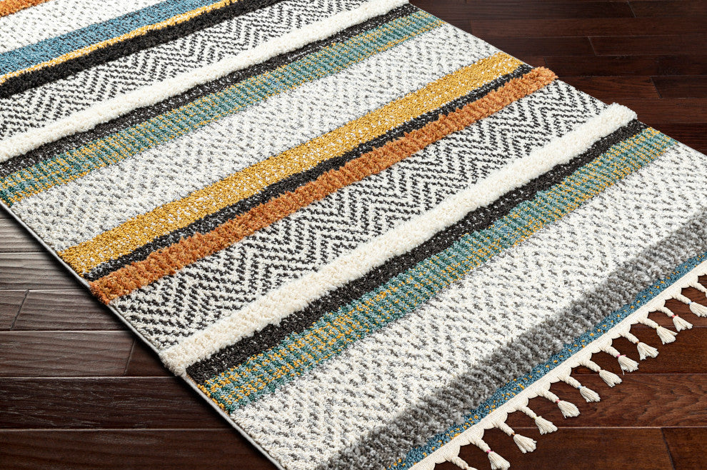 Surya Lofty LOF-2304 Machine Woven Area Rug, Off-White, 5'3" x 7'