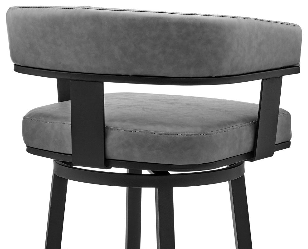 4-Piece Counter Height Dining Set In Black Metal And Gray Faux Leather