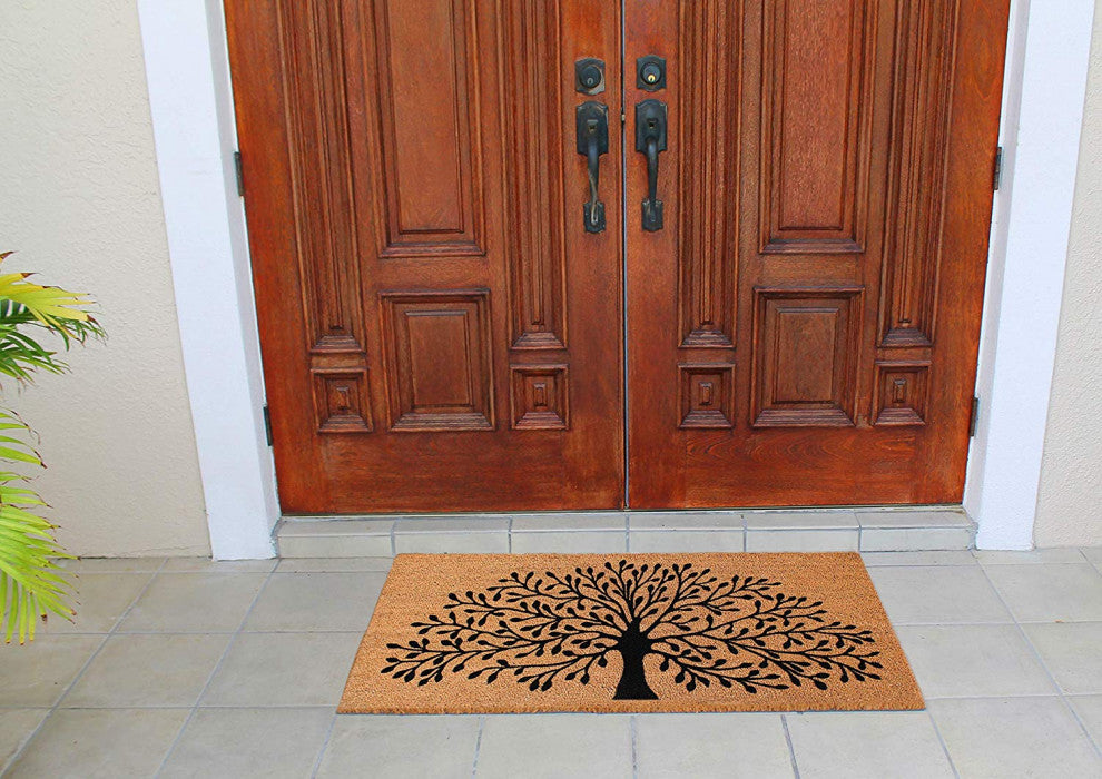Shredding Tree Fade Resistant 30"x48" Coir Double Door Mat,Flocking Technology