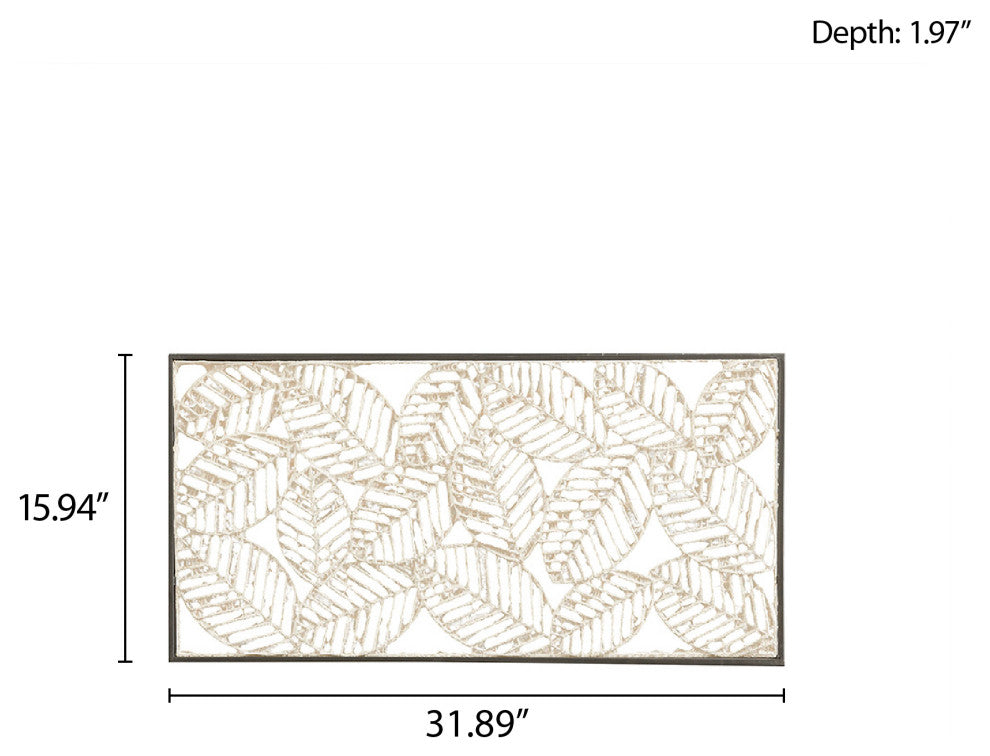 Madison Park Paper Cloaked Leaves Metal Framed Decor Panel