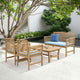 Yuri 4 Piece Eucalyptus Outdoor Patio Seating Set, Blue