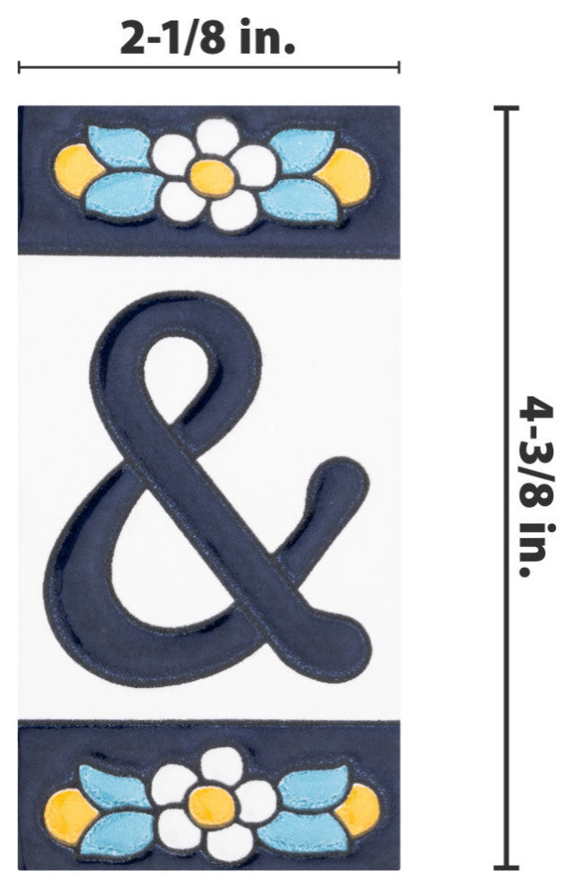 Sevillano Flora Letters 2-1/8 in. x 4-3/8 in. Ceramic Wall Tile, Ampersand