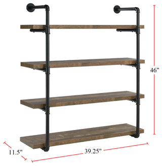 40" Wall Shelf, Black And Rustic Oak