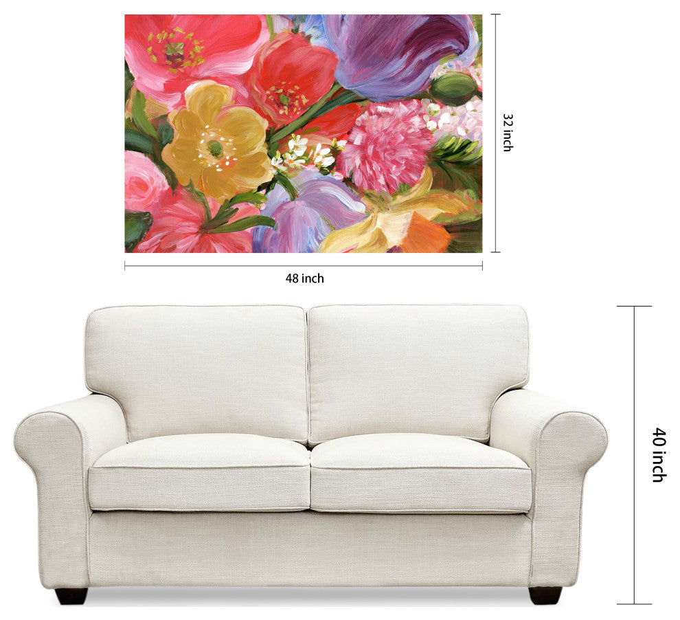 "Blossom Symphony II" Flowers Frameless Printed Tempered Art Glass Wall Art